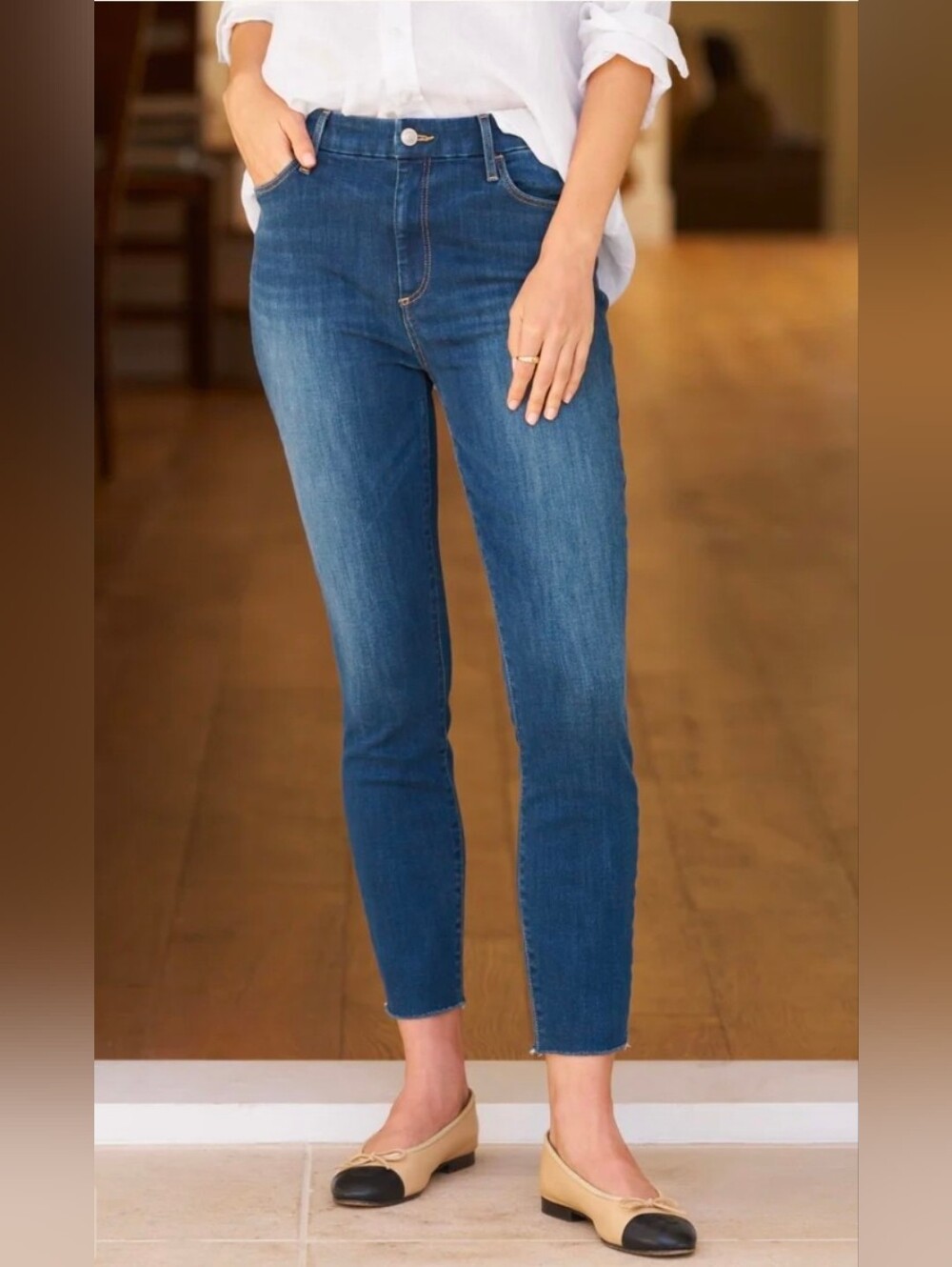 Frank & Eileen Sligo Skinny Jeans Women 29 Blue Hi Rise Raw Hem Stretch